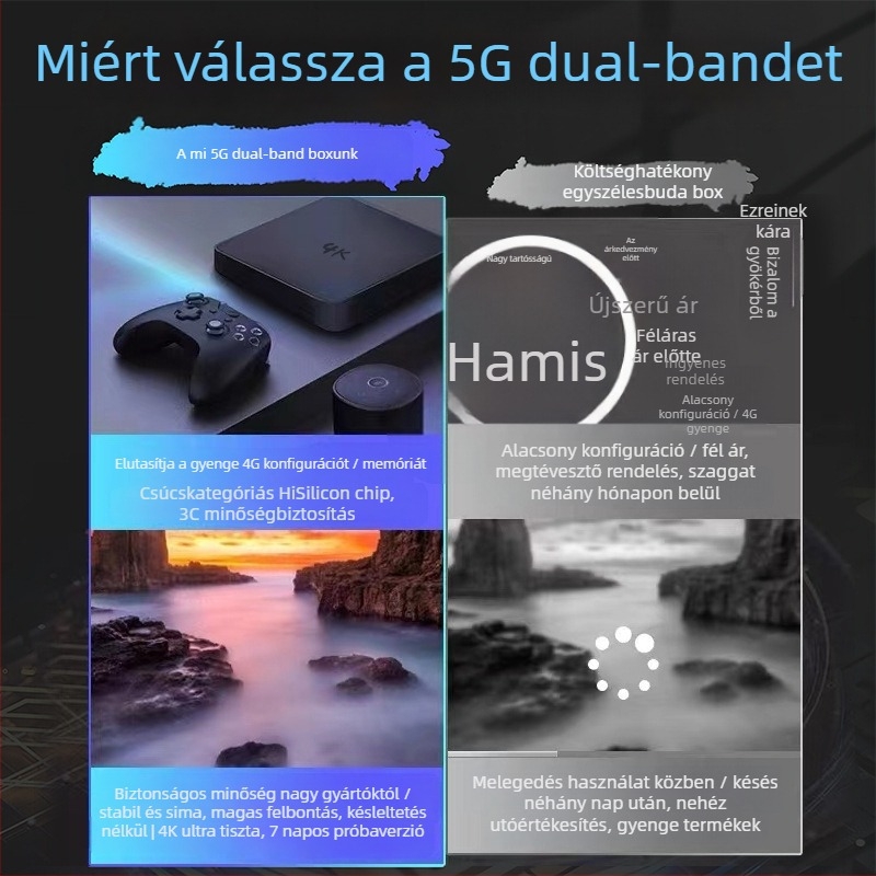 4K vezeték nélküli TV-box, modell Q1 – WiFi, Ethernet, HDMI, USB – 4GB memória – 3840x2160