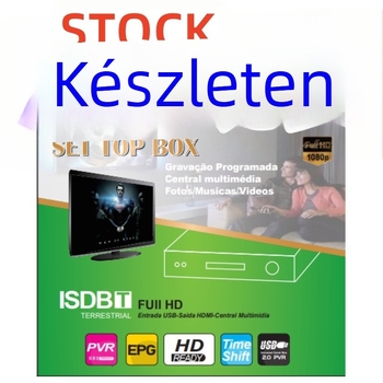DVB-T2 ISDB-T set-top box, 1080p, 512MB RAM, ECOS OS, GX chipset, USB és Wi-Fi, AV kimenet