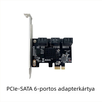 PCIe-SATA 3.0 adapterkártya, 6-portos SATA bővítő, ASM1061 vezérlő, 6 Gbps