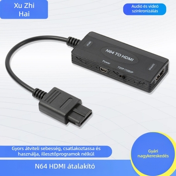 N64/SNES/SFC/NGC 1080P HDMI konverter — retro játék konzol videó adapter, HDMI interfész, 1080P kimenet, rézmag