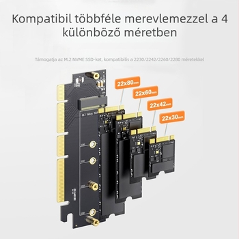 PCIe x16 – M.2 NVMe adapterkártya - Modell X0094, PCIe 3.0/4.0 protokoll, 6400 MB/s adatátvitel