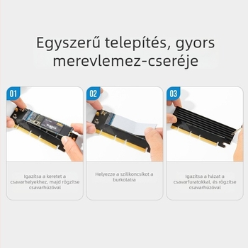 PCIe x16 – M.2 NVMe adapterkártya - Modell X0094, PCIe 3.0/4.0 protokoll, 6400 MB/s adatátvitel