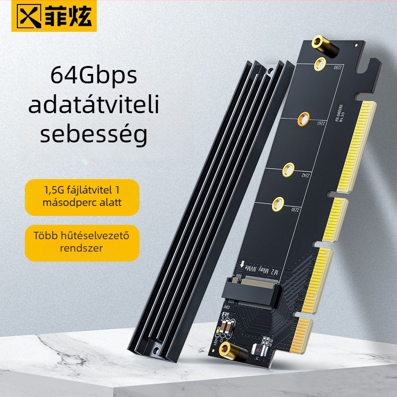 PCIe x16 – M.2 NVMe adapterkártya - Modell X0094, PCIe 3.0/4.0 protokoll, 6400 MB/s adatátvitel