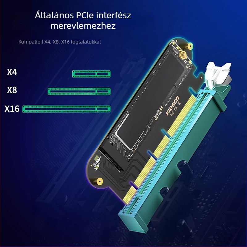 NVMe PCIe bővítőkártya asztali számítógépekhez – 3.0/4.0-tól M.2-ig adapter, PCIe interfész, 64Gbps átviteli sebesség, modell NV1P