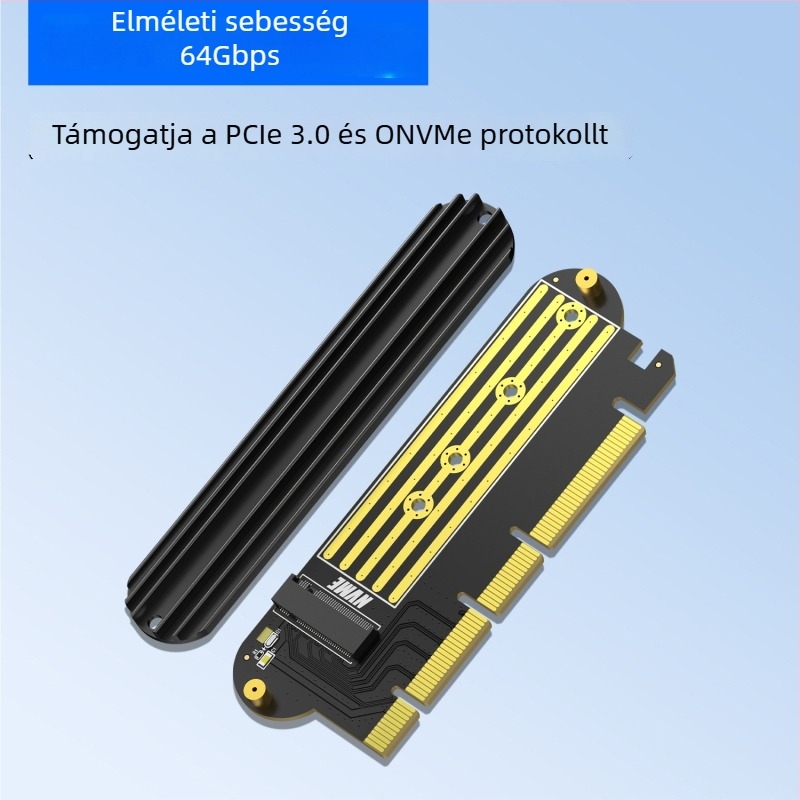 NVMe PCIe bővítőkártya asztali számítógépekhez – 3.0/4.0-tól M.2-ig adapter, PCIe interfész, 64Gbps átviteli sebesség, modell NV1P
