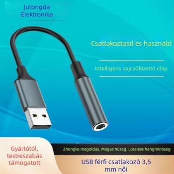 USB–ról 3,5 mm-es audio kimeneti adapterkábel Zhongke Lanxun chippel, rézmaggal