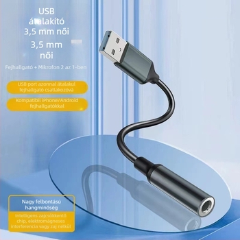 USB–ról 3,5 mm-es audio kimeneti adapterkábel Zhongke Lanxun chippel, rézmaggal
