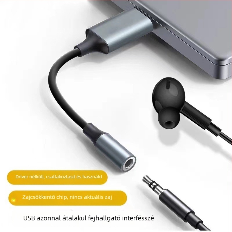 USB–ról 3,5 mm-es audio kimeneti adapterkábel Zhongke Lanxun chippel, rézmaggal