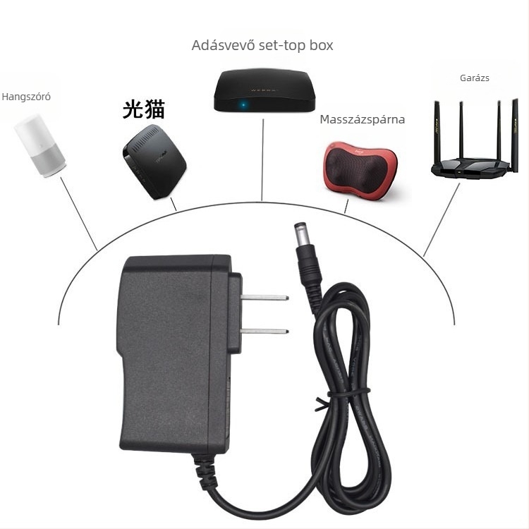 12V 1,5A tápegység útválasztókhoz, megfigyelő kamerákhoz, LED-szalagokhoz, LCD monitorokhoz, set-top boxokhoz és modemekhez – bemenet 100-240V, OEM elérhető