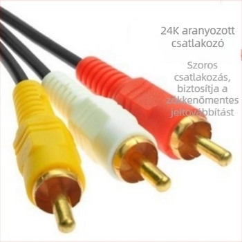 DVD/set-top boxhoz 3–3 AV-kábel, RCA piros-fehér-sárga – háromszínű videó kábel aranyozott réz vezetővel