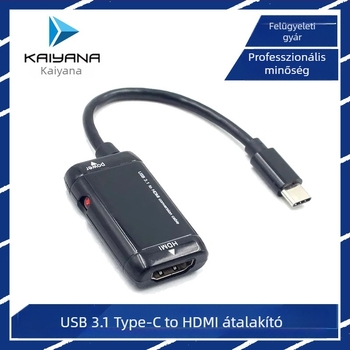 USB-C HDMI videóadapter, HDMI interfész, AG6111 chip, rézmag, modell KYN-004