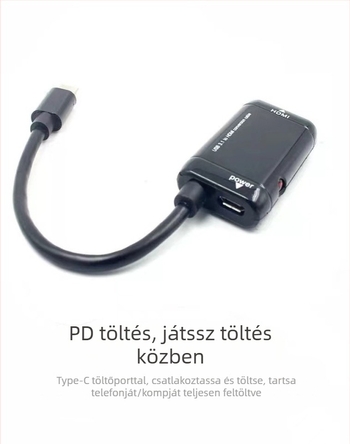 USB-C HDMI videóadapter, HDMI interfész, AG6111 chip, rézmag, modell KYN-004