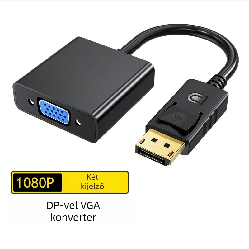 Neutral DP to VGA adapter kábel, CS5202 chip, 1920x1080 felbontás, 0.25 m hossz