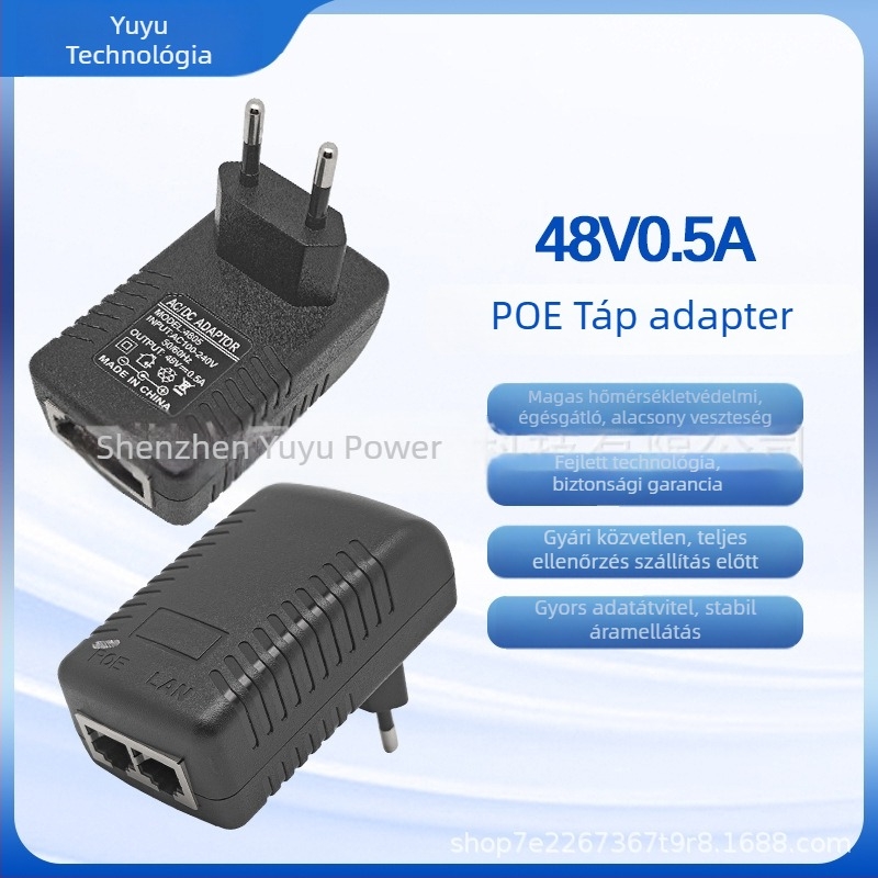 PoE tápegység Yueyu – bemenet 12V 1A, sorozat: PoE tápegységek, tömeg 10 g