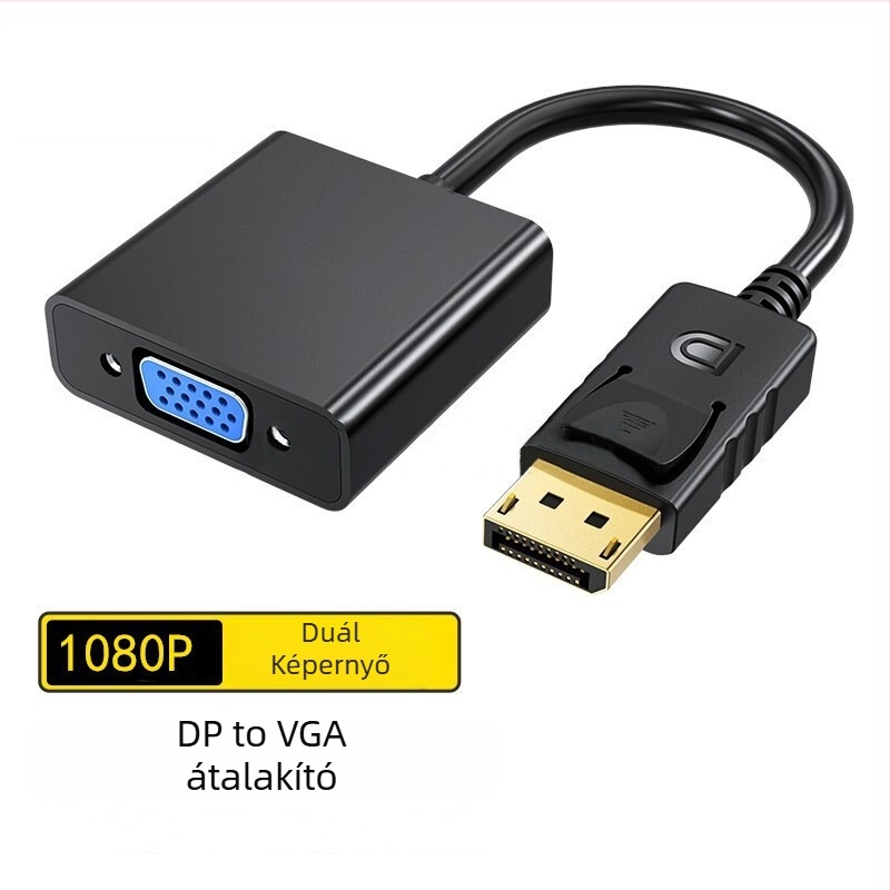 DP to VGA átalakító adapterkábel CS5202 chippel, DP interfész, 1080p támogatás, rézmag