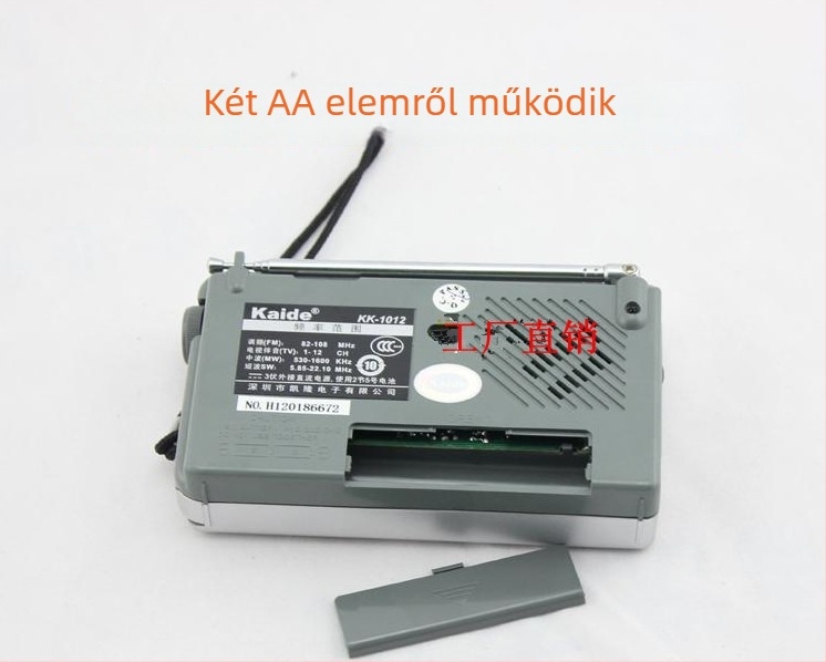 KK-9 kampus rádió mono hanggal, beépített hangszóróval, mutató típusú hangolás, műanyag ház.