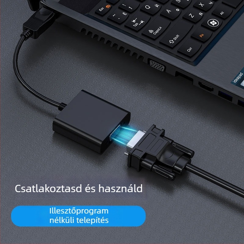 DP–to–VGA adapterkábel rézmaggal és kiváló minőségű chippel, adatátvitel sebesség 10