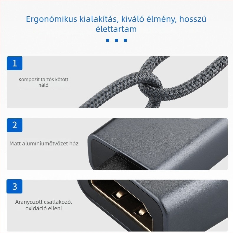 Type-C to HDMI női adapterkábel, 4K60Hz, PS176 chip, hossza 0,2 m