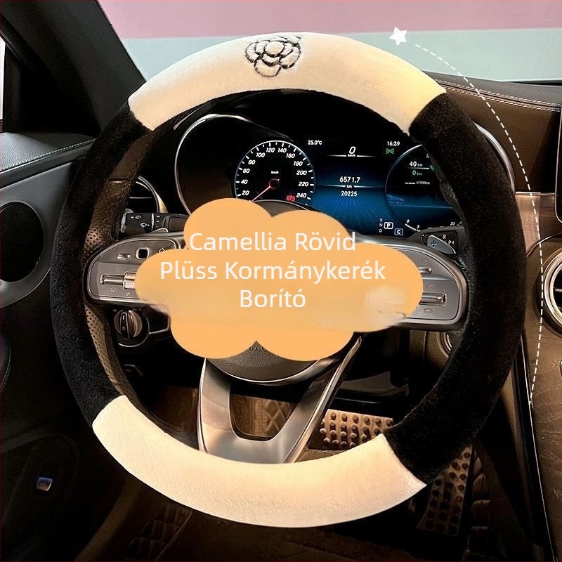 Kamélia téli kormánykerék borítás, univerzális illeszkedés, rövid plüss, meleg, csúszásmentes felület