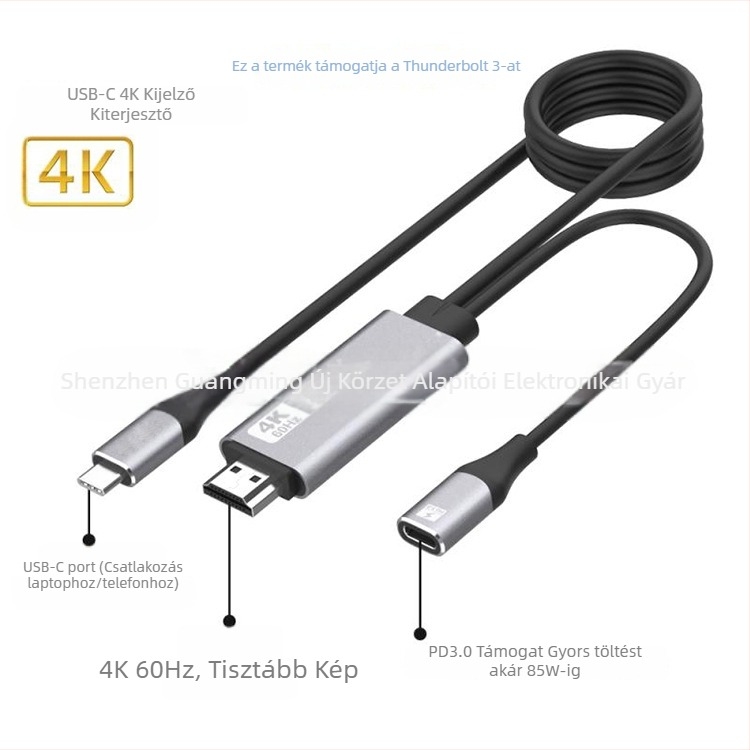 USB-C to HDMI kábel FD-F109, PD3.0 Power Delivery, 4K60Hz támogatás, Rézmag, Hossz 1.8 m