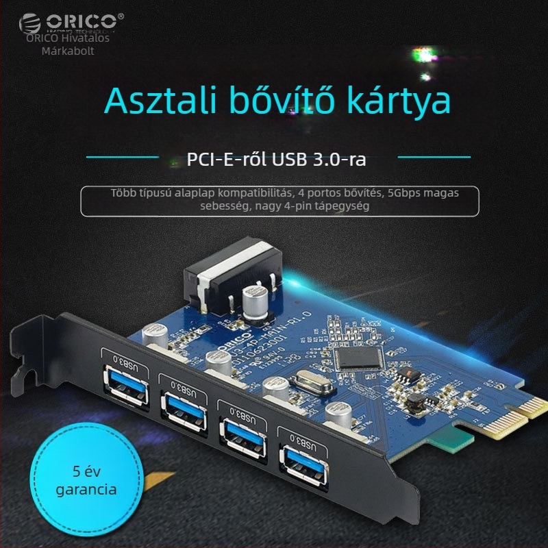 Orico PCI-E USB 3.0 bővítő kártya négy porttal, PVU3-4P, VLI805