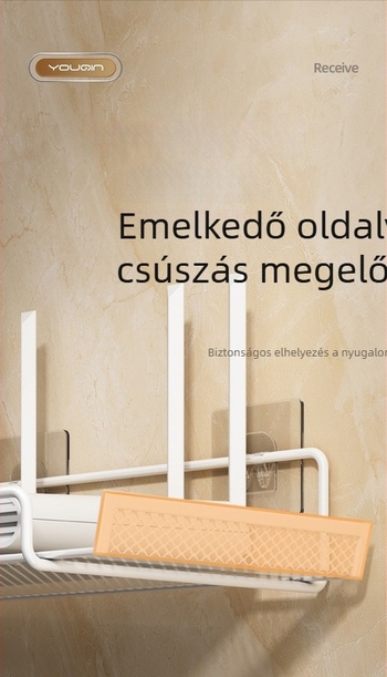 Router elhelyező polc – falra szerelhető, vasból, snap-on szerelés, 1 réteg, nappali tárolására