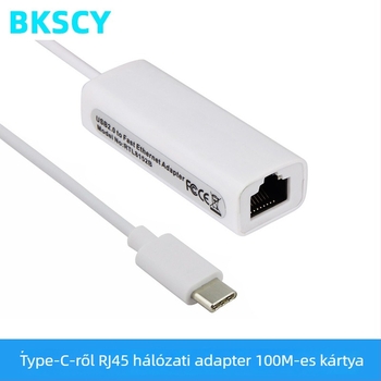 Type-C–RJ45 Ethernet adapter, 100 Mbps, importált chip, MD1, hossz 0.15 m