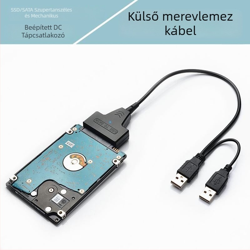 USB 2.0–SATA adapterkábel, chip 6116A, 480 Mbps adatátvitel, 0,3 m hosszú