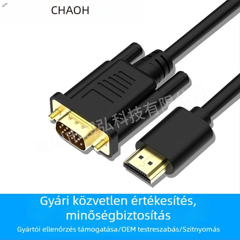 HDMI–VGA kábel 1080P, CM6618 chip, 1,8 m hosszú, VGA interfész