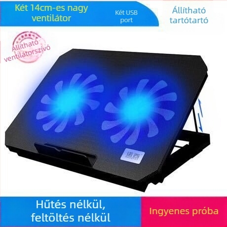 N99 noteszgép hűtőalap kettős ventilátorral, fém hálós szerkezettel
