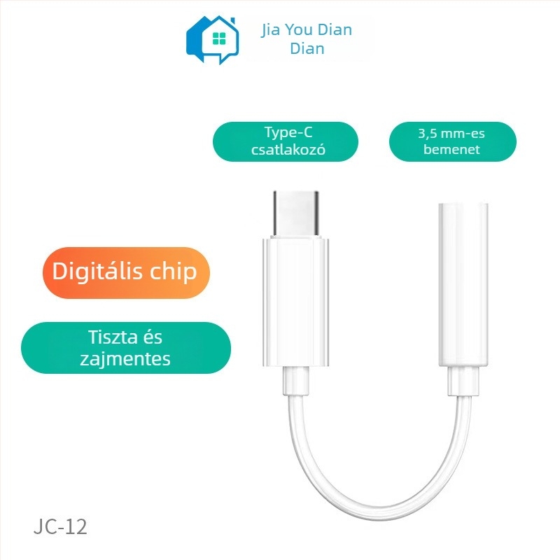 Type-C 3,5 mm adapter kábel, univerzális fejhallgató csatlakozó, JC12, rézmag, 10 cm hosszú, 1:3 osztó