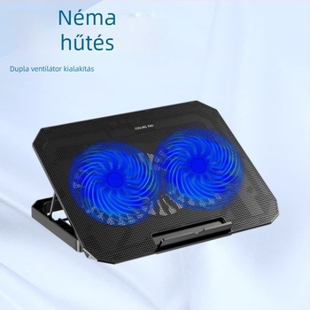 N99 laptophűtő állvány kettős ventilátorokkal, levegő-hűtés, állítható magasság, kompatibilis notebookokkal, ultrabookokkal és PlayBookkal.