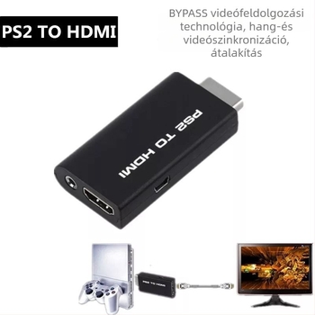 PS2-ről HDMI-adapter audió/videó konverterrel — CM108 chip, HDMI interfész, 5 m kábel