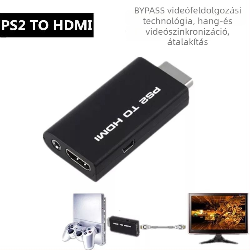PS2-ről HDMI-adapter audió/videó konverterrel — CM108 chip, HDMI interfész, 5 m kábel