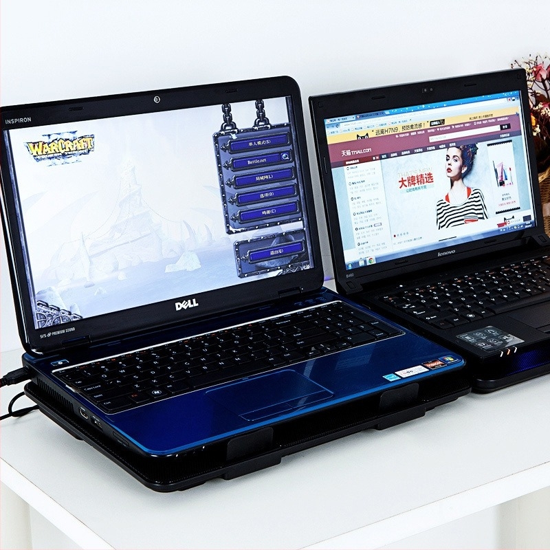 Naju N2 laptop hűtőállvány kettős ventilátorokkal, levegőhűtés, súly 0,63 kg