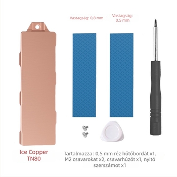 M.2 NVMe SSD hűtő – Réz radiátor, 1 hőcső, Ice Copper M08Evo