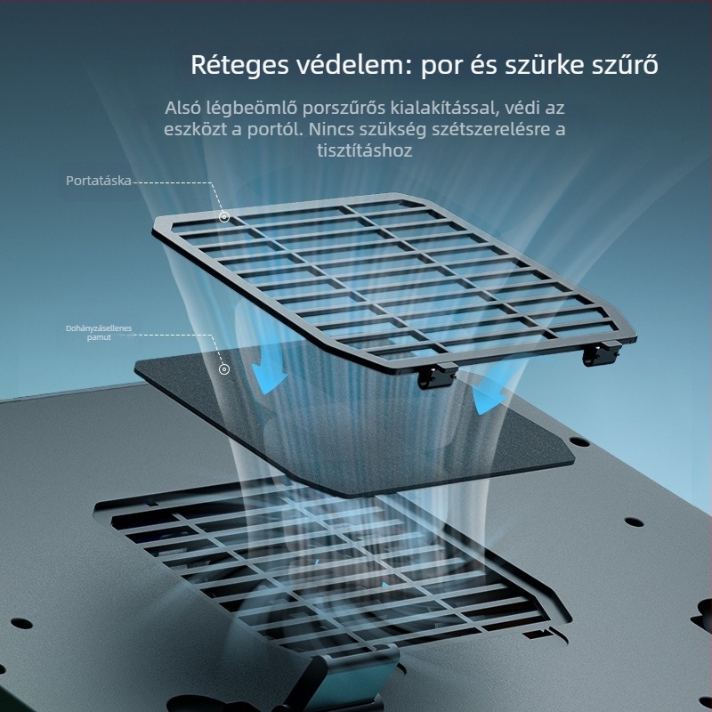 Notebook hűtő radiátor, ABS burkolat, két hőcső, légáramlásos hűtés, 3500 RPM