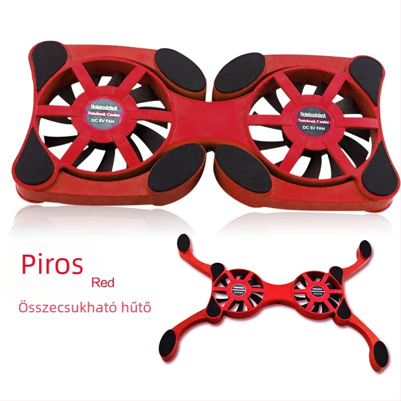 Notebook hűtő radiátor, hordozható összecsukható hűtőpad, léghűtés, 1 ventilátor, műanyag, tömeg 0.2 kg