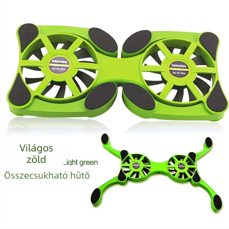 Notebook hűtő radiátor, hordozható összecsukható hűtőpad, léghűtés, 1 ventilátor, műanyag, tömeg 0.2 kg