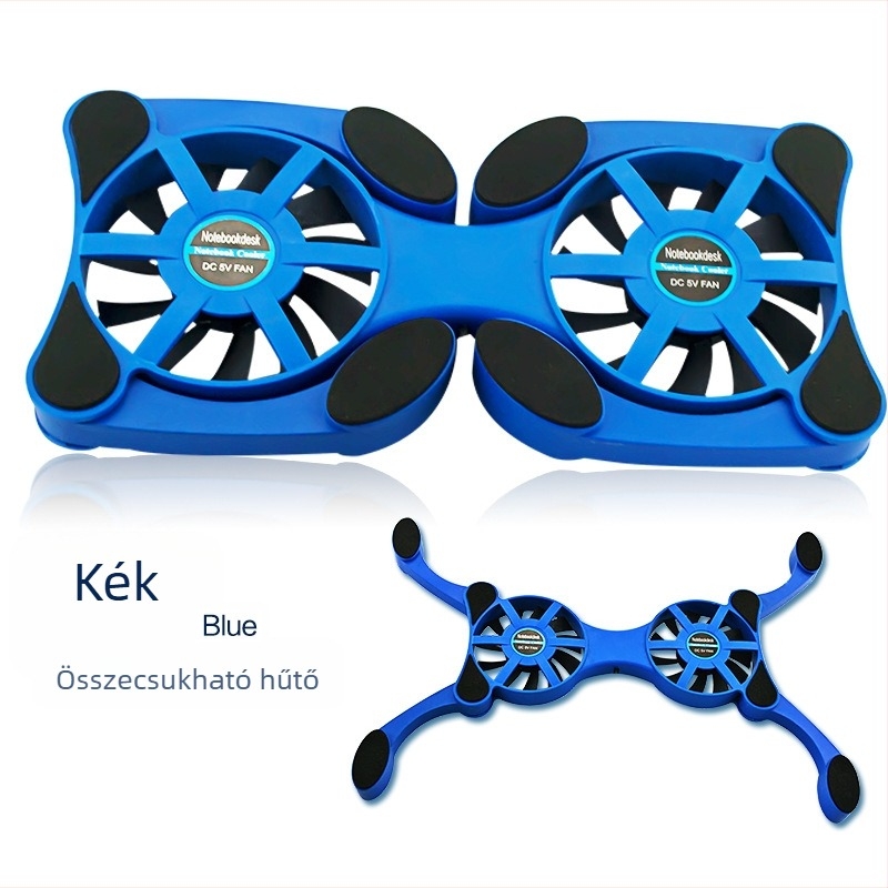 Notebook hűtő radiátor, hordozható összecsukható hűtőpad, léghűtés, 1 ventilátor, műanyag, tömeg 0.2 kg