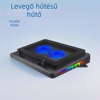 S700 laptop hűtőállvány RGB kettős ventilátorokkal, állítható magasság, csendes működés