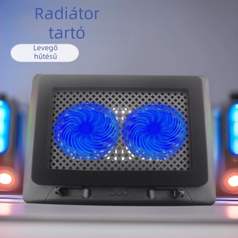 S700 laptop hűtőállvány RGB kettős ventilátorokkal, állítható magasság, csendes működés