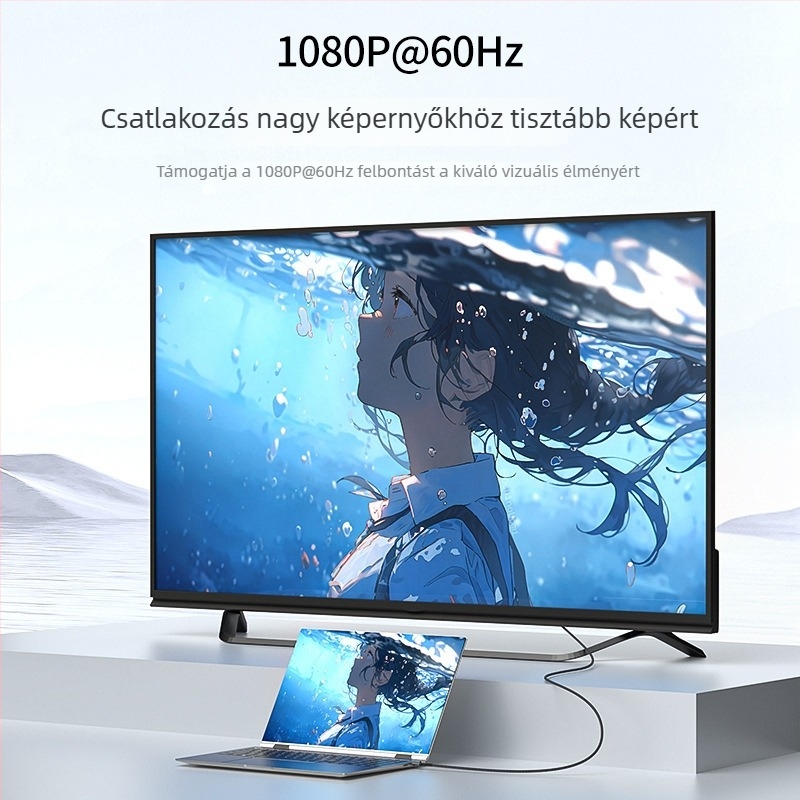 HDMI–VGA adapter kábel, 1080p támogatás, alumínium ötvözet konverter, 1,8 m hosszú, magas minőségű chip, rézmagú kábel, modell CCS-35