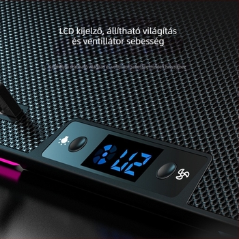 9-ventilátoros laptop hűtőalap, állítható sebesség, RGB világítás, modell N9RGB, műanyag