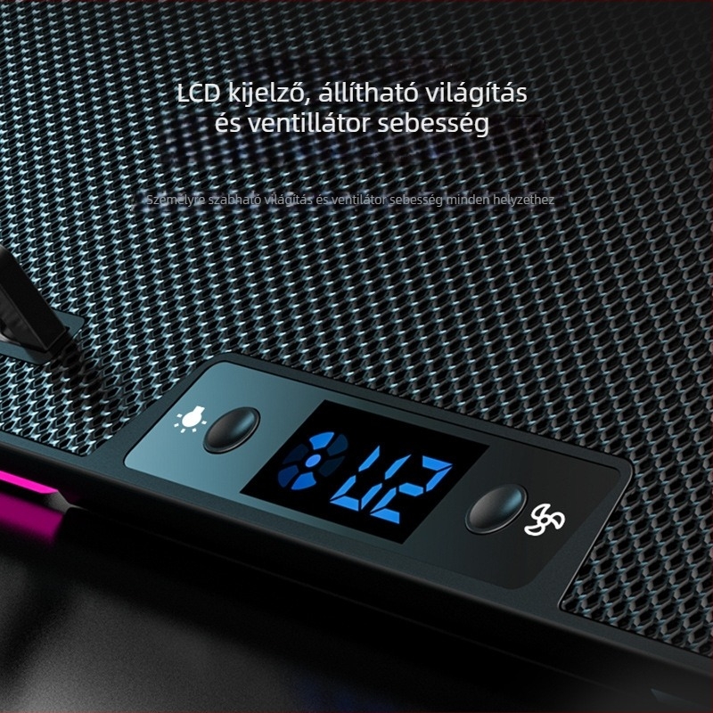 9-ventilátoros laptop hűtőalap, állítható sebesség, RGB világítás, modell N9RGB, műanyag