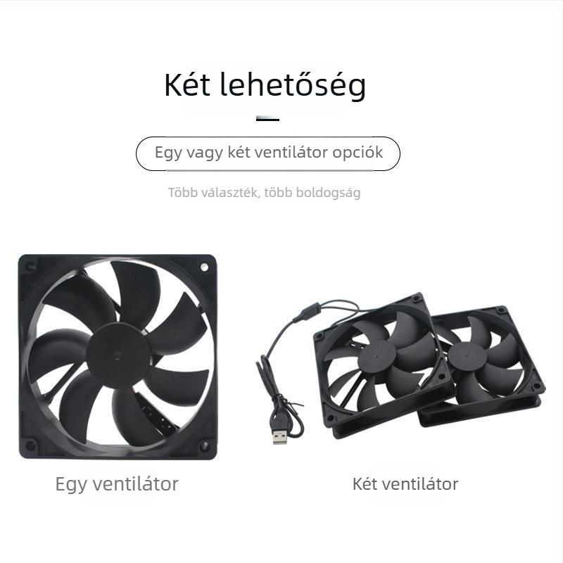Számítógép ház hűtőventilátora, ABS, olajozott csapágy, csendes, USB interfész testre szabható, levegőhűtés