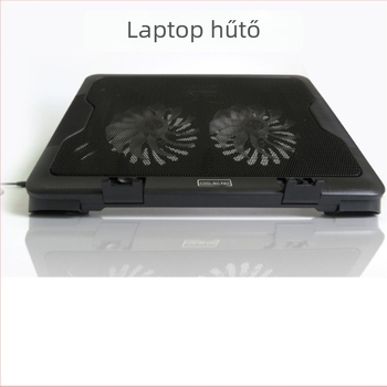 Notebook hűtő radiátor USB tápegységgel, két ventilátorral, levegőhűtés, fém háló, 45 cm kábel
