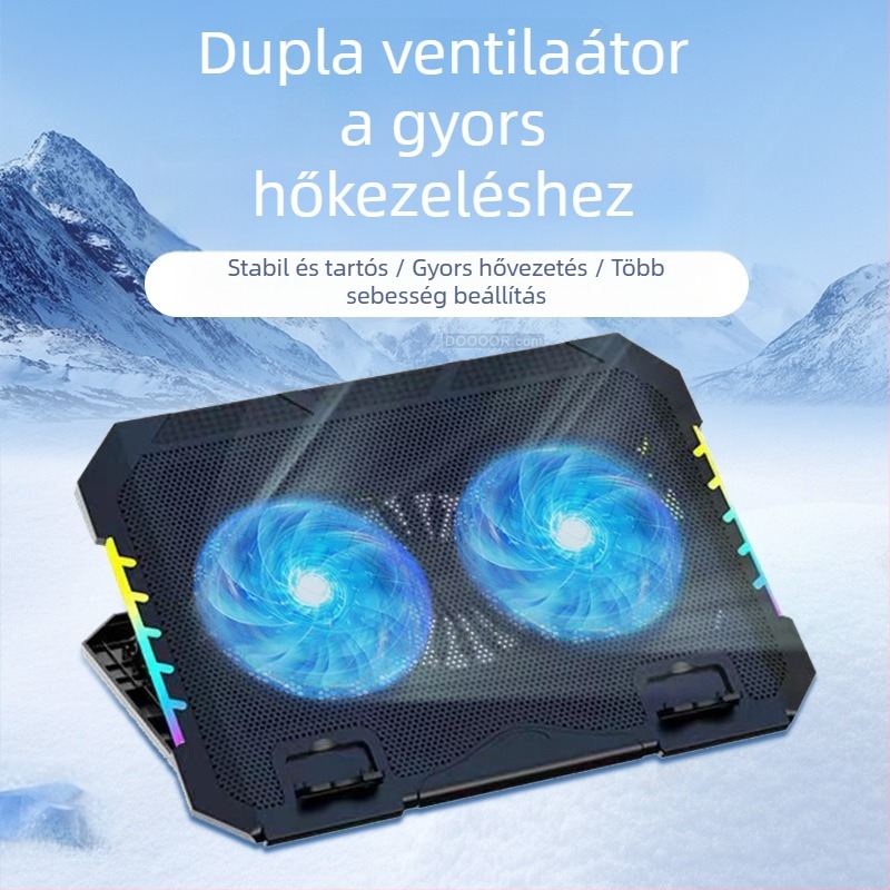 S900 ABS laptop hűtőalap, 2000 RPM, 2 hőcső, USB 2.0