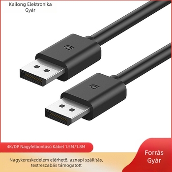 DP férfi–férfi kábel, 4K DisplayPort, réz bevonat acélvezető, nikkel bevonat