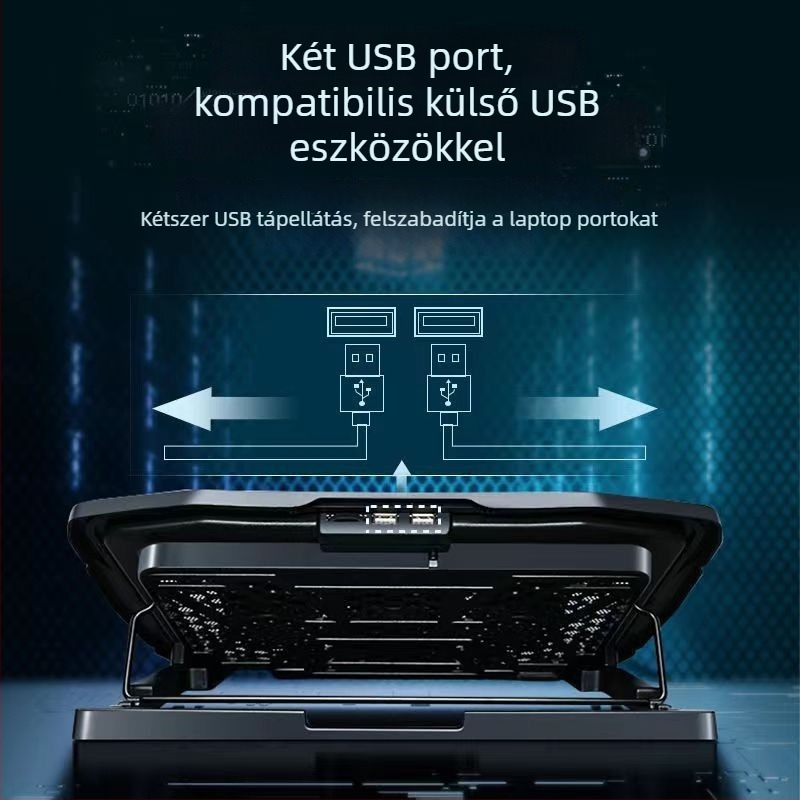 H9 noteszgép hűtő, 6 ventilátorral, fém hálóval (6 ventilátor, fém háló, ventilátoros hűtés)